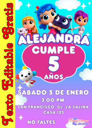 Invitación de Vera y el Reino Arcoiris para editar