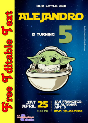 Free Baby Yoda Invitation to edit