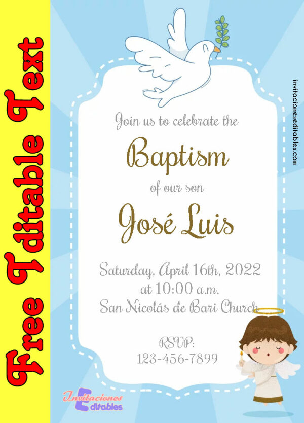 Free Baptism Invitation to edit