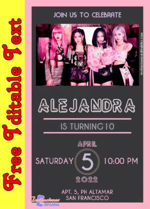Free Black Pink Invitation to edit