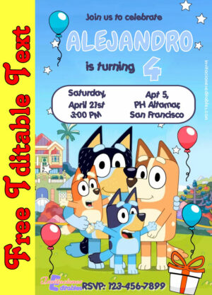 Free Bluey Invitation to edit