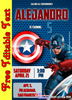 Free Captain America Invitation to edit