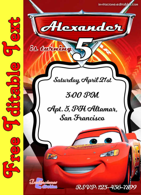 Free Cars Invitation to edit