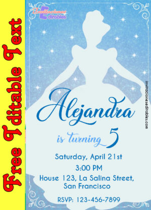 Free Cinderella Invitation to edit