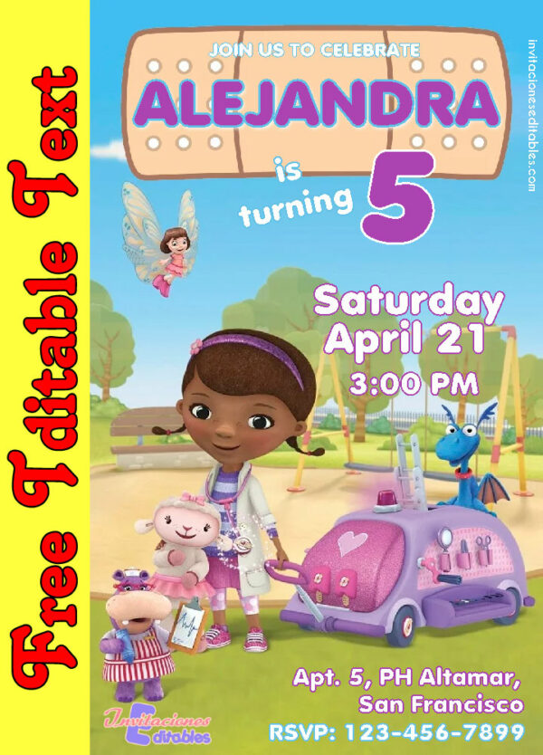 Free Doc McStuffins Invitation to edit