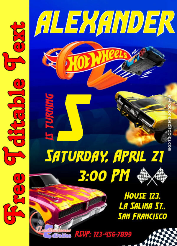Free Hot Wheels Invitation to edit