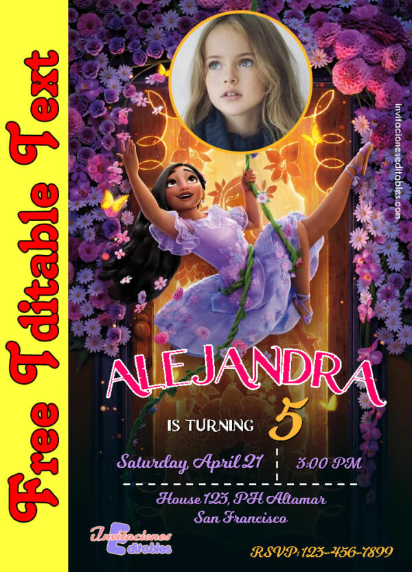 Free Isabela Madrigal Invitation with photo to edit
