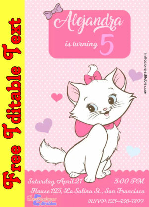 Free Marie (Aristocats) Invitation to edit