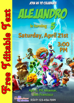 Free Plants Vs Zombies Invitation to edit
