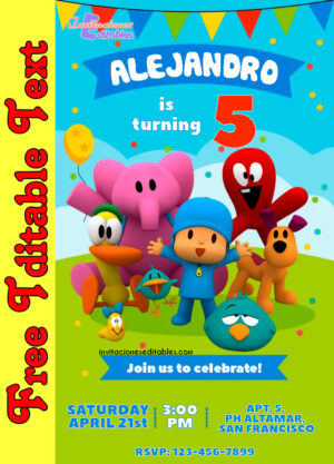 Free Pocoyo Invitation to edit