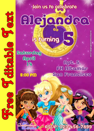 Free Polly Pocket Invitation to edit