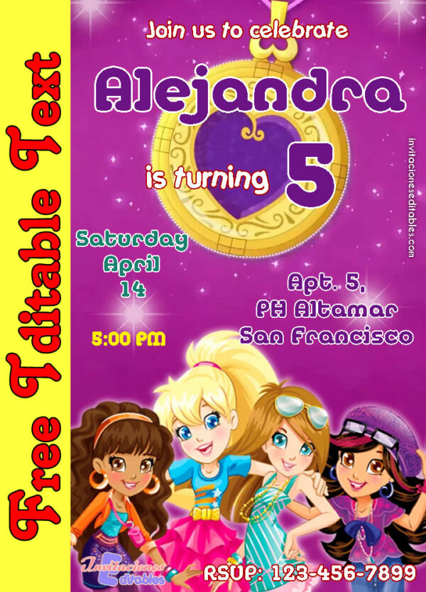 Free Polly Pocket Invitation to edit
