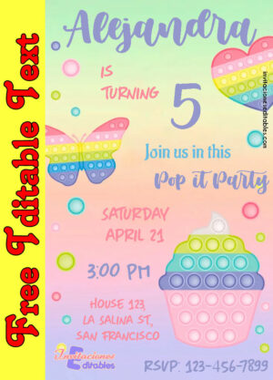 Free Pop It Invitation to edit