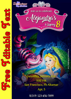 Alice in Wonderland Invitation to Edit