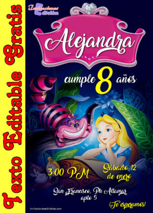 Invitación de Alicia en el país de las maravillas para editar