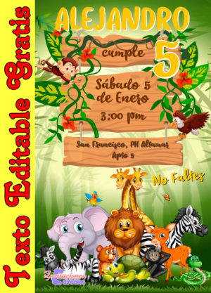 Invitación de Animales Safari para editar