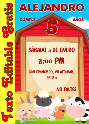 invitación de animales de la granja (niño) para editar