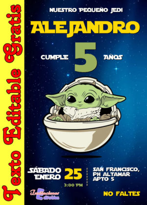 Invitación de Baby Yoda para editar