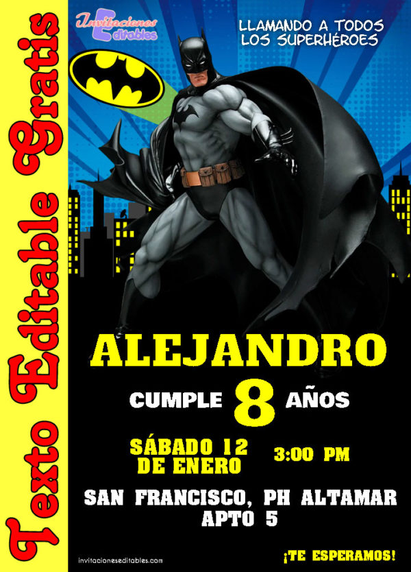 Invitación de Batman para editar