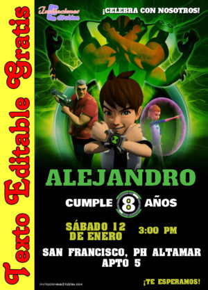 Invitación de Ben 10 para editar
