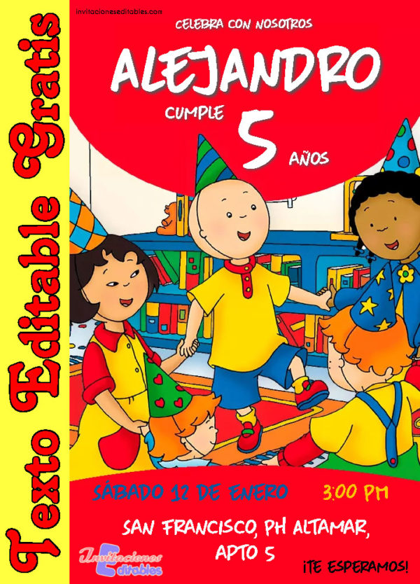 Invitación de Caillou para editar