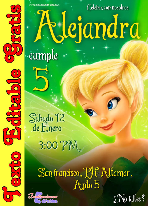 Invitación de Campanita para editar Tinkerbell