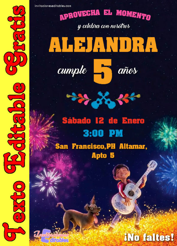 Invitación de Coco para editar