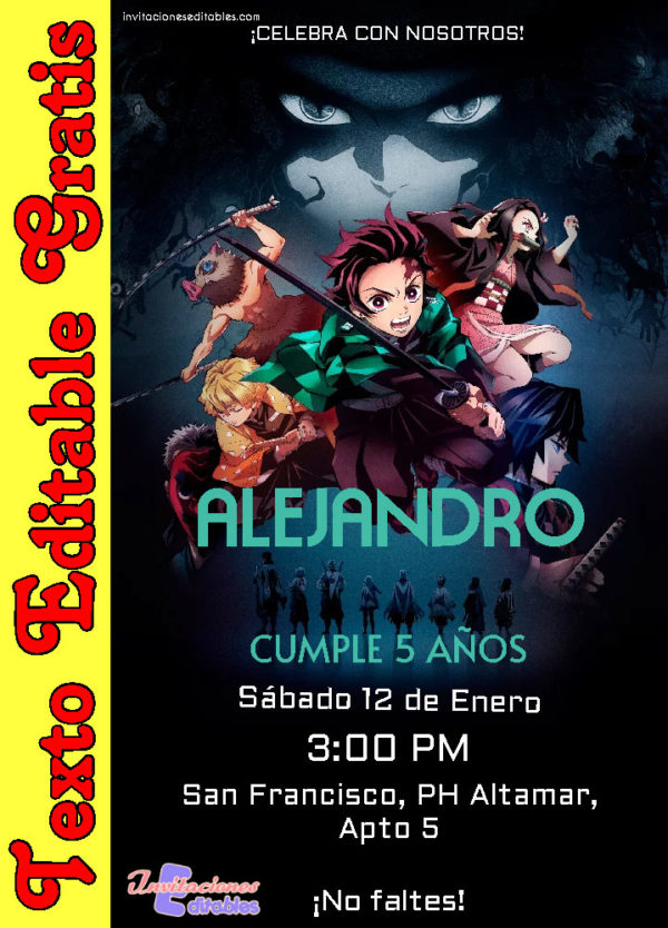 Invitación de Demon Slayer para editar