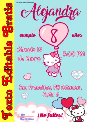 Invitación de Hello Kitty para editar
