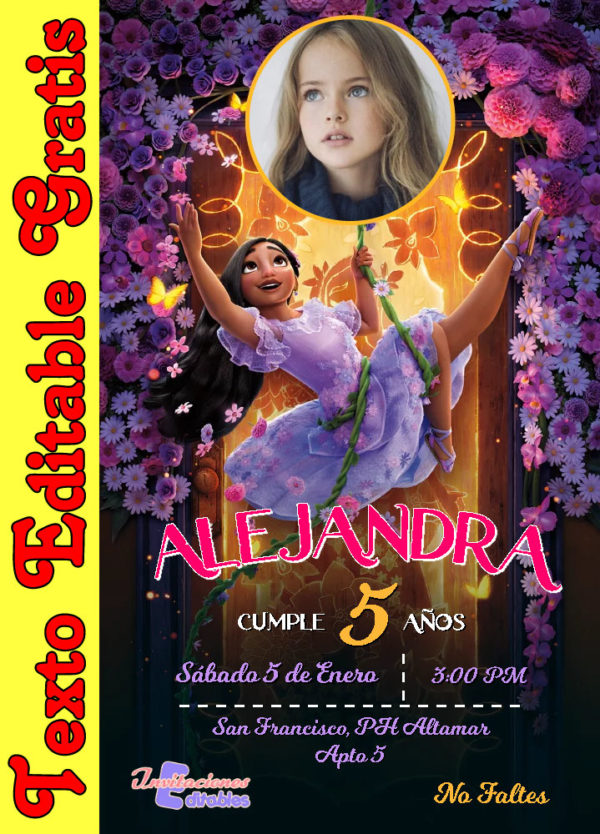 Invitación de Isabela con foto para editar