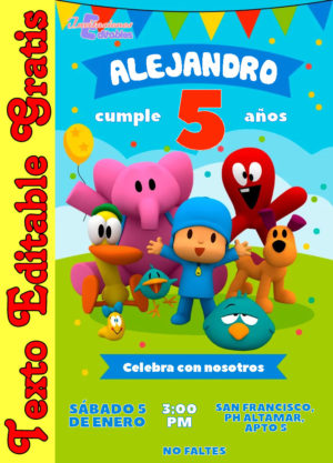 Invitación de Pocoyó para editar