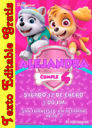 Invitación de Skye y Everest para editar