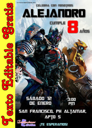 Invitación de Transformers para editar