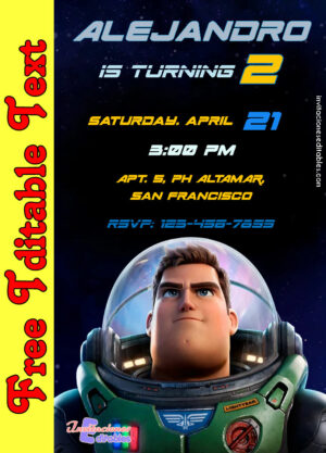Free Buzz Lightyear Invitation to edit