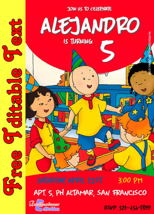 Free Caillou Invitation to edit