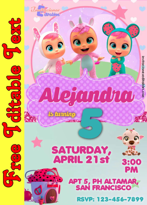 Free Cry Babies Invitation to edit
