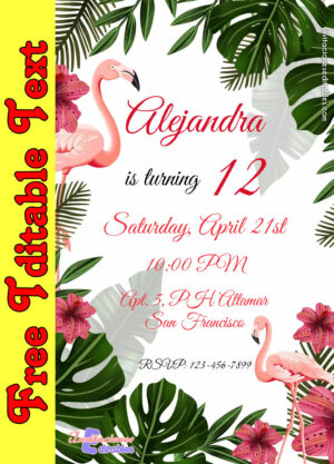 Free Flamingo Invitation to edit
