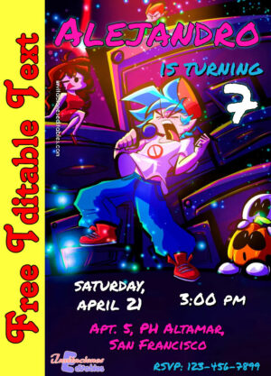 Free Friday Night Funkin Invitation to edit