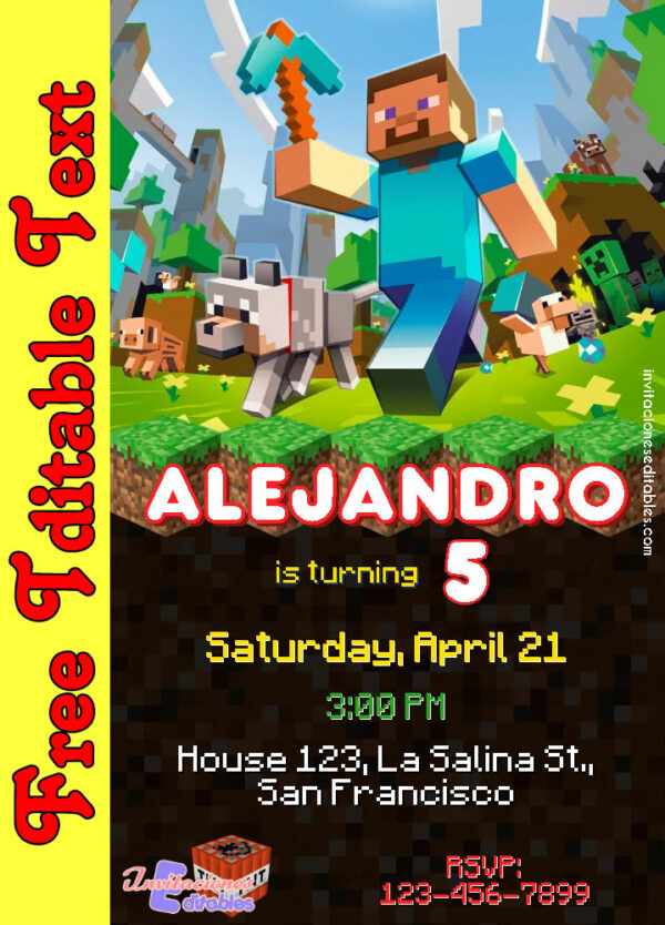 Free Minecraft Invitation to edit