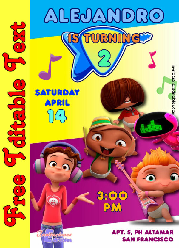 Free Mini Beats Power Rockers Invitation to edit