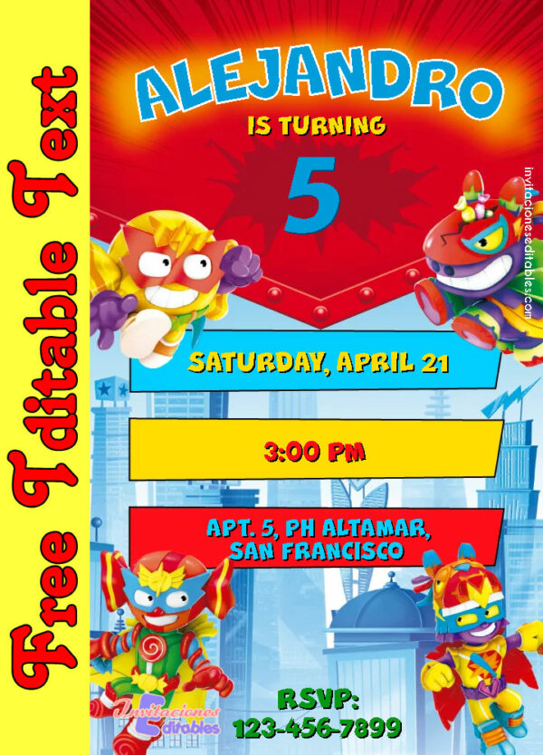 Free Super Thing Invitation to edit