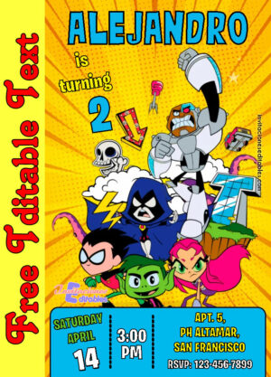 Free Teen Titans Go Invitation to edit