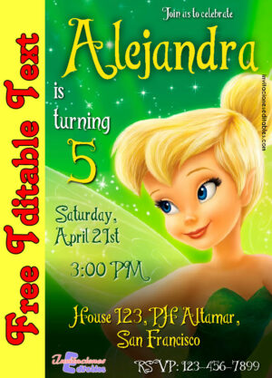 Free Tinkerbell Invitation to edit