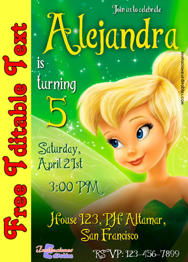 Free Tinkerbell Invitation to edit
