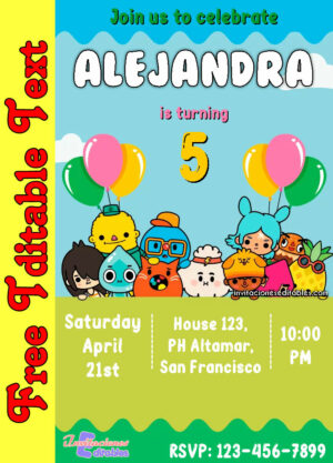 Free Toca Boca Invitation to edit