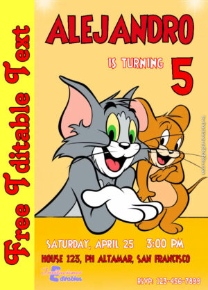 Free Tom and Jerry Invitation to edit