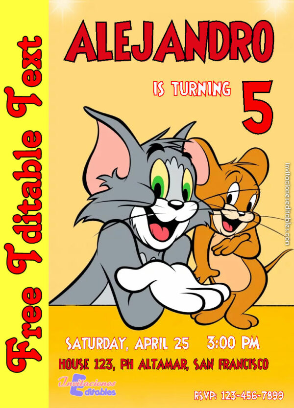 Free Tom and Jerry Invitation to edit