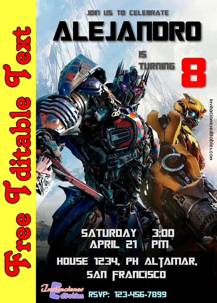Free Editable Template Transformers Invitation 01 2026 Free Editable Template Transformers Invitation 01 2026