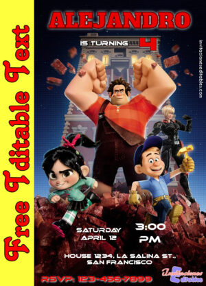 Free Wreck It Ralph Invitation to edit