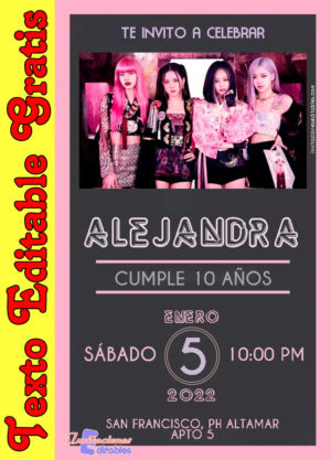 Invitación de Black Pink para editar